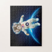 Kat-astronaut in de ruimte legpuzzel (Verticaal)