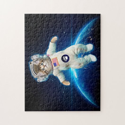 Kat-astronaut in de ruimte legpuzzel (Verticaal)
