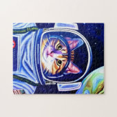 Kat Astronaut in de ruimte Legpuzzel (Horizontaal)