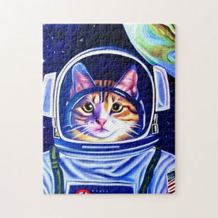 Kat Astronaut in de ruimte Legpuzzel