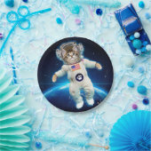 Kat-astronaut in de ruimte papieren bordje (Feest)