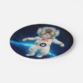 Kat-astronaut in de ruimte papieren bordje (Gekanteld)