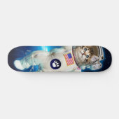 Kat-astronaut in de ruimte persoonlijk skateboard (Horizontaal)