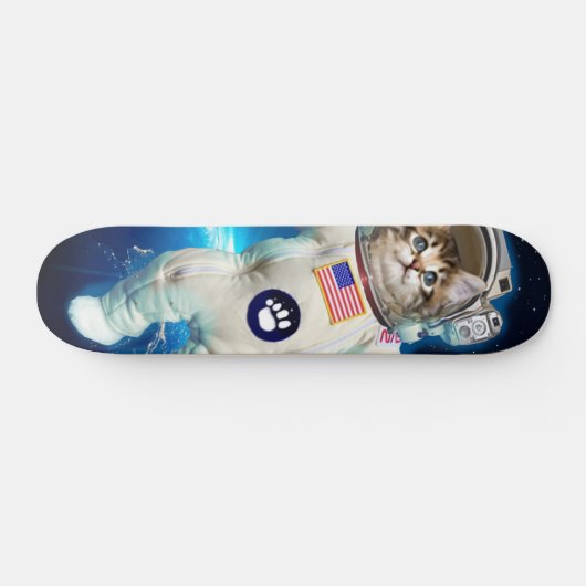 Kat-astronaut in de ruimte persoonlijk skateboard (Horizontaal)