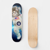 Kat-astronaut in de ruimte persoonlijk skateboard (Voorkant)