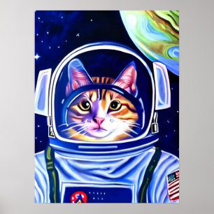 Kat Astronaut in de ruimte Poster
