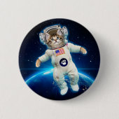 Kat-astronaut in de ruimte ronde button 5,7 cm (Voorkant)