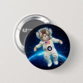 Kat-astronaut in de ruimte ronde button 5,7 cm (Voorkant /achterkant)