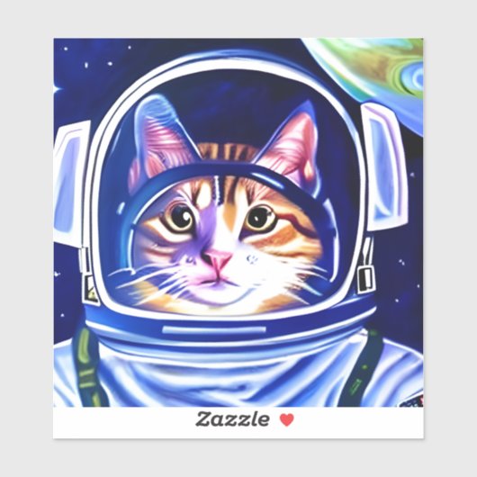 Kat Astronaut in de ruimte Sticker (Vel)