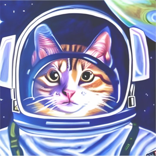 Kat Astronaut in de ruimte Sticker (Voorkant)