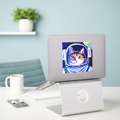 Kat Astronaut in de ruimte Sticker (Laptop op bureau)
