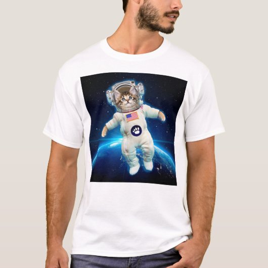 Kat-astronaut in de ruimte t-shirt (Voorkant)
