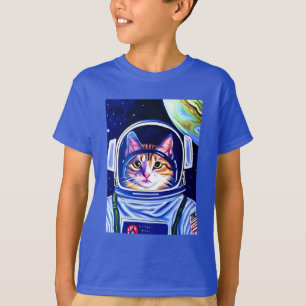 Kat Astronaut in de ruimte T-shirt