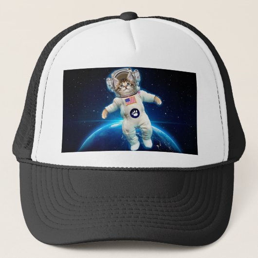 Kat-astronaut in de ruimte trucker pet (Voorkant)