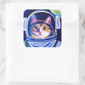 Kat Astronaut in de ruimte Vierkante Sticker (Tas)