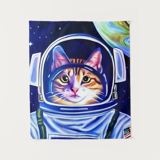 Kat Astronaut in de ruimte Wandkleed (Voorkant)