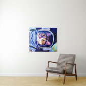 Kat Astronaut in de ruimte Wandkleed (In Situ (horizontaal))