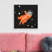 Kat-astronaut in een oranje ruimtevaarteenheid canvas afdruk (Insitu (Woonkamer))