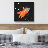Kat-astronaut in een oranje ruimtevaarteenheid canvas afdruk (Insitu (Slaapkamer))