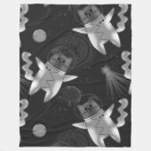 Kat astronaut in zwart-wit. fleece deken (Voorkant)