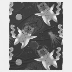 Kat astronaut in zwart-wit. fleece deken