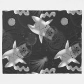 Kat astronaut in zwart-wit. fleece deken (Voorkant (Horizontaal))