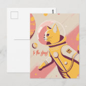 Kat-astronaut naar het sterrense Briefkaart (Voorkant / Achterkant)