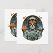 Kat-astronaut op asteroïden kaart (Voorkant / Achterkant)