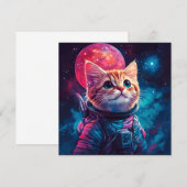 Kat astronaut roze ruimte kaart (Voorkant / Achterkant)