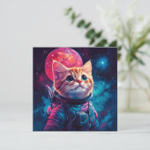 Kat astronaut roze ruimte kaart (Staand voorkant)