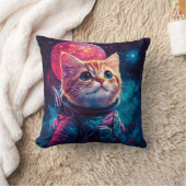 Kat astronaut roze ruimte kussen (Deken)