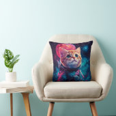 Kat astronaut roze ruimte kussen (Stoel)