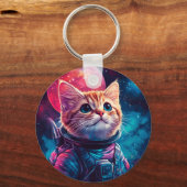 Kat astronaut roze ruimte sleutelhanger (Achterkant)