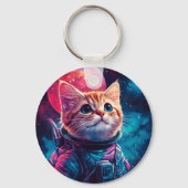 Kat astronaut roze ruimte sleutelhanger (Achterkant)