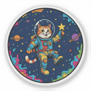 Kat Astronaut - Sterren Kijkende Ruimte Avontuur Sticker