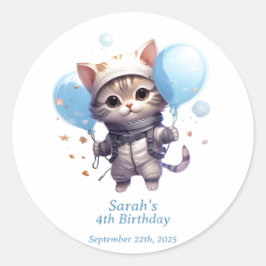 Kat Astronaut voor Kinderen: Verjaardagsfeestje St Ronde Sticker
