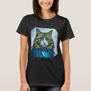 Kat at de Kanarieveer   Kleurrijk Portret Kunst T-shirt