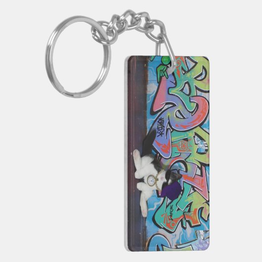 Kat Attitude.....Keuten- en Graffiti-muur Sleutelhanger (Voorkant Links)