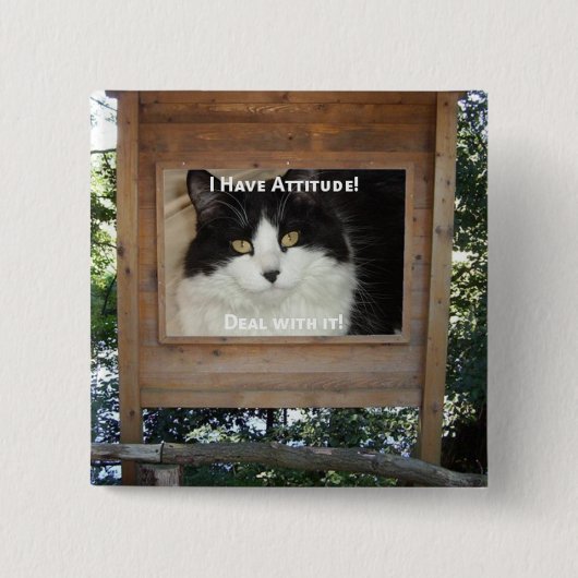 Kat Attitude Vierkante Button 5,1 Cm (Voorkant)