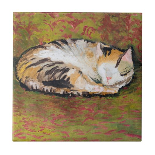 Kat, Augustus Macke Ceramic Tile Tegeltje (Voorkant)