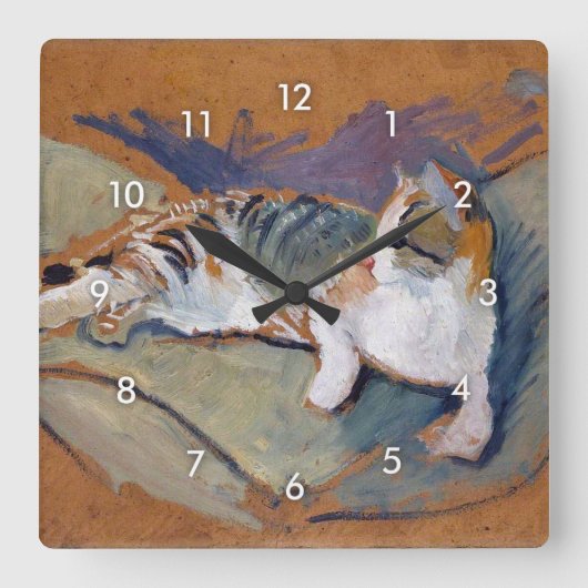 Kat, Augustus Macke Square Wall Clock Vierkante Klok (Voorkant)