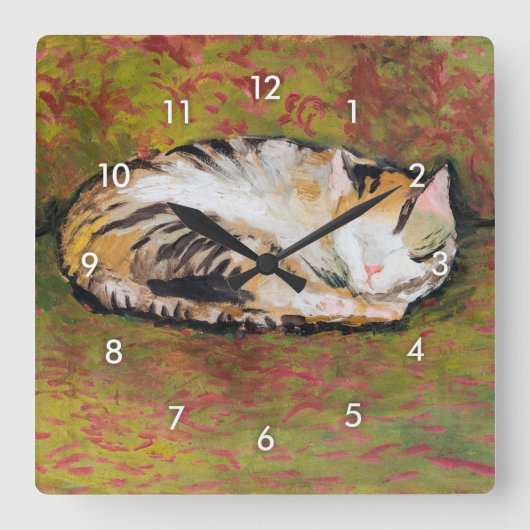 Kat, Augustus Macke Square Wall Clock Vierkante Klok (Voorkant)