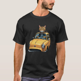 Kat Auto Bestuurder in Gele Taxi Grappige Grafisch T-shirt