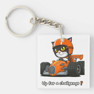 Kat auto racen Acryl sleutelhanger