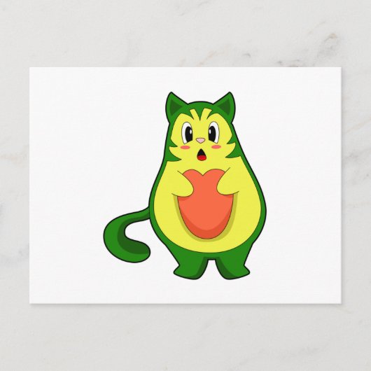 Kat Avocado Briefkaart (Voorkant)