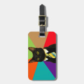 Kat-baas in stropdas bagagelabel (Voorkant verticaal)