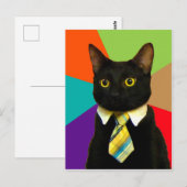 Kat-baas in stropdas briefkaart (Voorkant / Achterkant)