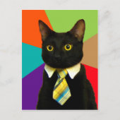 Kat-baas in stropdas briefkaart (Voorkant)