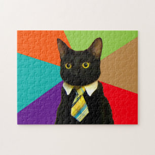 Kat-baas in stropdas legpuzzel