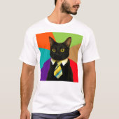 Kat-baas in stropdas t-shirt (Voorkant)